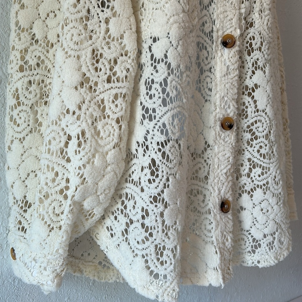 Cream Lace Button-Front Jacket - Picture 7 of 14